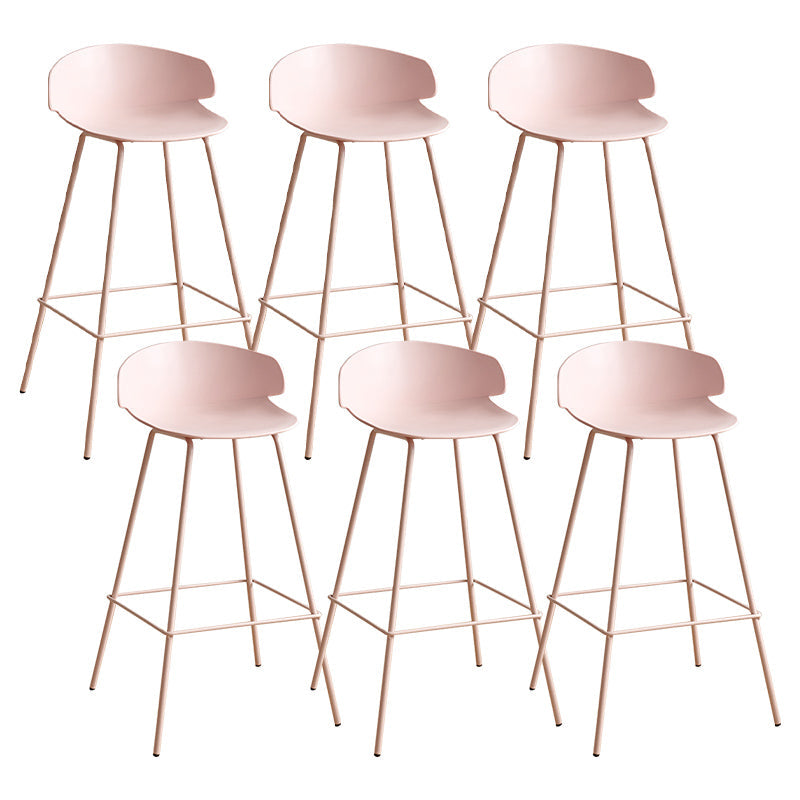 Nordic Style Metal Bar-stool Plastic Counter Bar Stool for Indoor Use Pink 6 Piece Set Clearhalo 'Bar Furniture' 'Bar Stools' 'bar_stools' 'furn' 'furn_bar_stools' 'Furniture' 'Kitchen & Dining Furniture' 6095816
