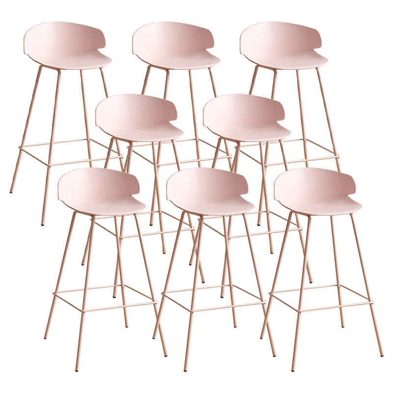 Nordic Style Metal Bar-stool Plastic Counter Bar Stool for Indoor Use Pink 8 Piece Set Clearhalo 'Bar Furniture' 'Bar Stools' 'bar_stools' 'furn' 'furn_bar_stools' 'Furniture' 'Kitchen & Dining Furniture' 6095817