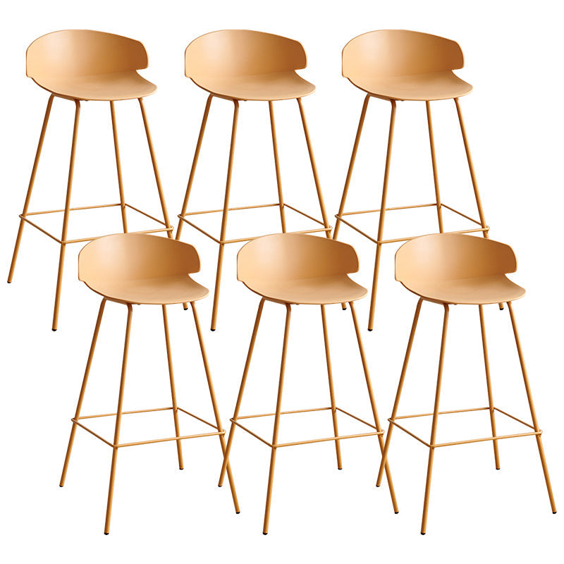 Nordic Style Metal Bar-stool Plastic Counter Bar Stool for Indoor Use Yellow 6 Piece Set Clearhalo 'Bar Furniture' 'Bar Stools' 'bar_stools' 'furn' 'furn_bar_stools' 'Furniture' 'Kitchen & Dining Furniture' 6095820