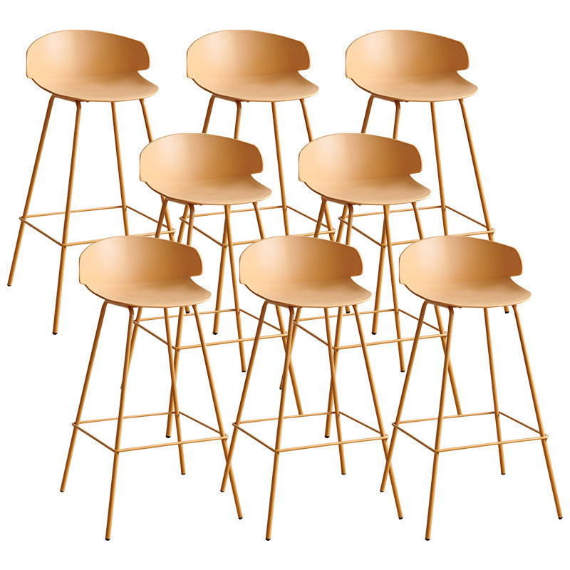 Nordic Style Metal Bar-stool Plastic Counter Bar Stool for Indoor Use Yellow 8 Piece Set Clearhalo 'Bar Furniture' 'Bar Stools' 'bar_stools' 'furn' 'furn_bar_stools' 'Furniture' 'Kitchen & Dining Furniture' 6095821