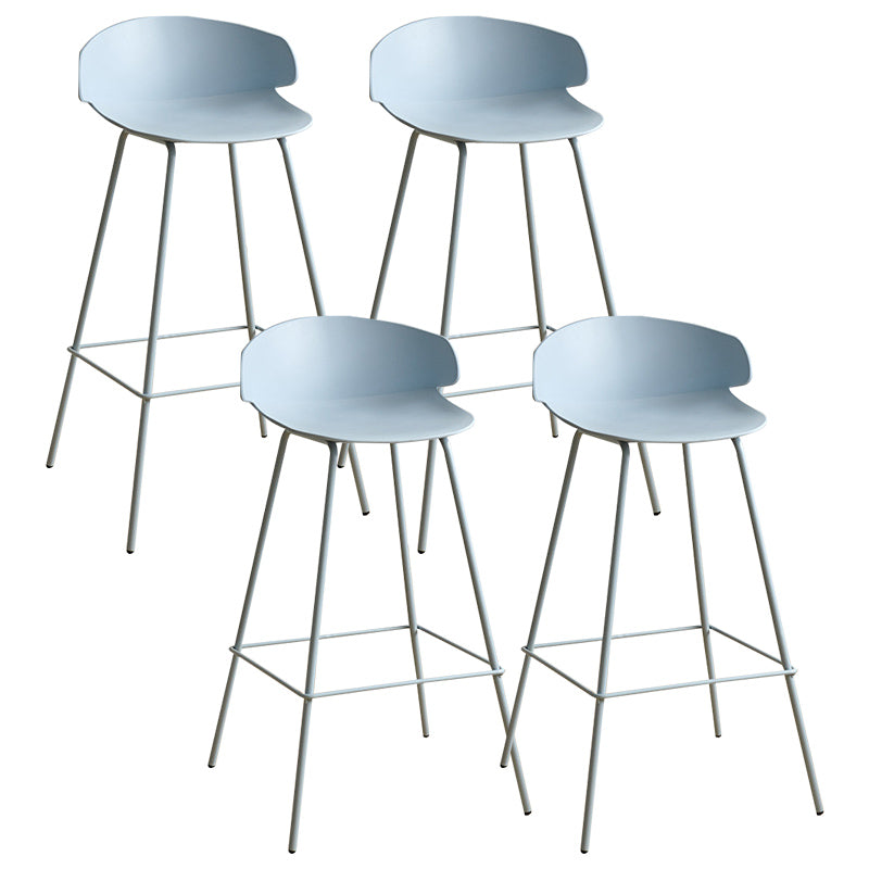 Nordic Style Metal Bar-stool Plastic Counter Bar Stool for Indoor Use Blue 4 Piece Set Clearhalo 'Bar Furniture' 'Bar Stools' 'bar_stools' 'furn' 'furn_bar_stools' 'Furniture' 'Kitchen & Dining Furniture' 6095823
