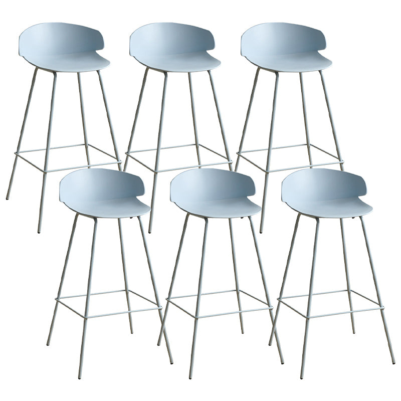 Nordic Style Metal Bar-stool Plastic Counter Bar Stool for Indoor Use Blue 6 Piece Set Clearhalo 'Bar Furniture' 'Bar Stools' 'bar_stools' 'furn' 'furn_bar_stools' 'Furniture' 'Kitchen & Dining Furniture' 6095824