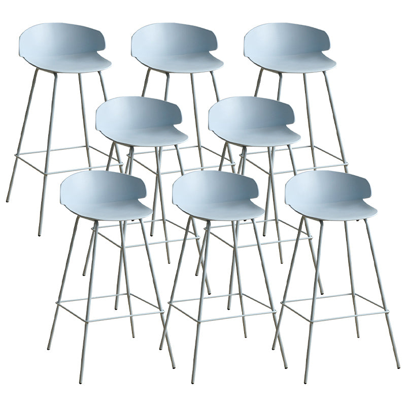 Nordic Style Metal Bar-stool Plastic Counter Bar Stool for Indoor Use Blue 8 Piece Set Clearhalo 'Bar Furniture' 'Bar Stools' 'bar_stools' 'furn' 'furn_bar_stools' 'Furniture' 'Kitchen & Dining Furniture' 6095825