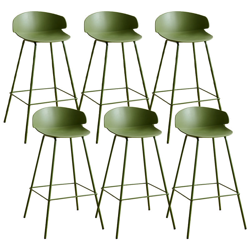 Nordic Style Metal Bar-stool Plastic Counter Bar Stool for Indoor Use Green 6 Piece Set Clearhalo 'Bar Furniture' 'Bar Stools' 'bar_stools' 'furn' 'furn_bar_stools' 'Furniture' 'Kitchen & Dining Furniture' 6095828