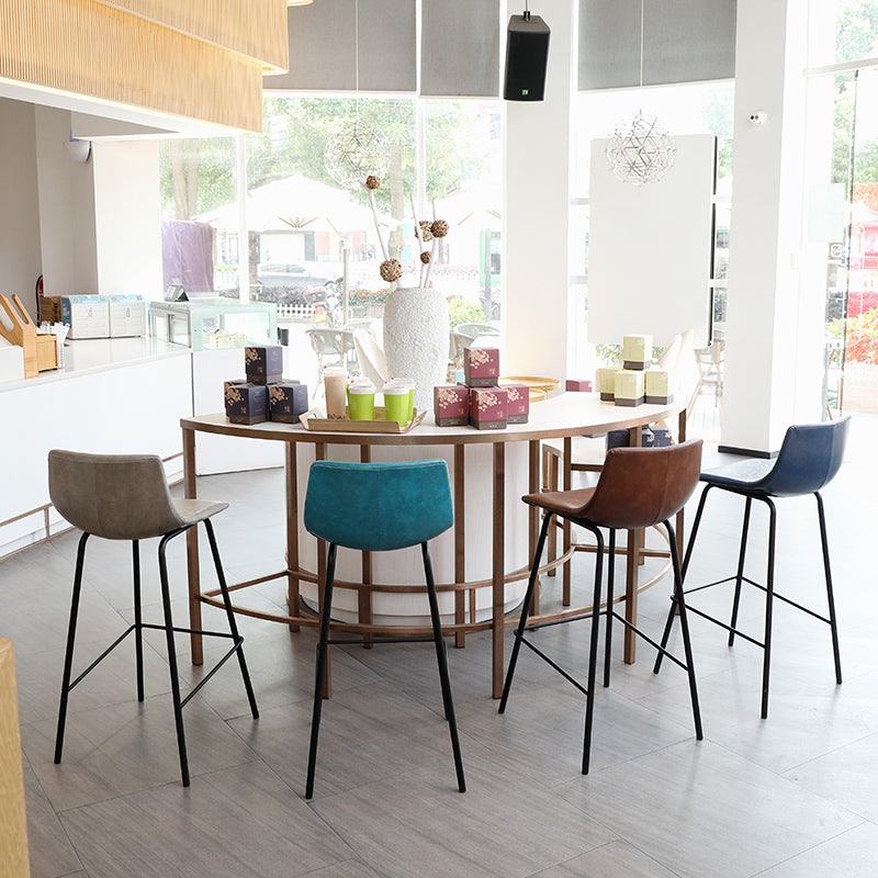 Indoor Modern Leather Bar Stool Bucket Footrest Low Back Counter & Bar Stool