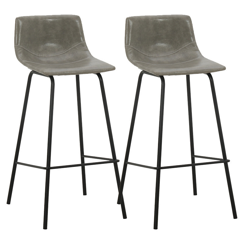 Indoor Modern Leather Bar Stool Bucket Footrest Low Back Counter & Bar Stool