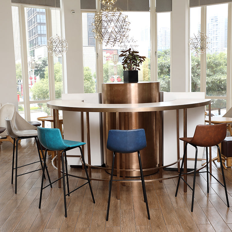 Indoor Modern Leather Bar Stool Bucket Footrest Low Back Counter & Bar Stool