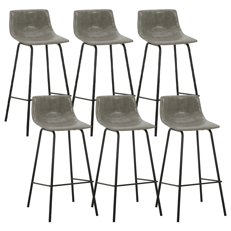 Indoor Modern Leather Bar Stool Bucket Footrest Low Back Counter & Bar Stool