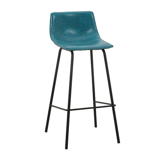 Indoor Modern Leather Bar Stool Bucket Footrest Low Back Counter & Bar Stool Sky Blue 1 Piece