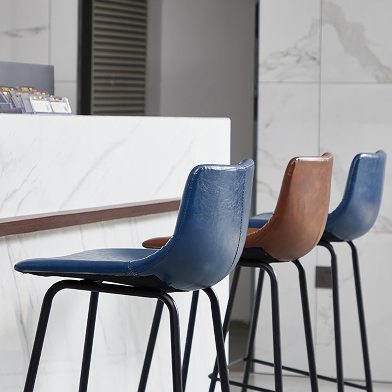 Indoor Modern Leather Bar Stool Bucket Footrest Low Back Counter & Bar Stool