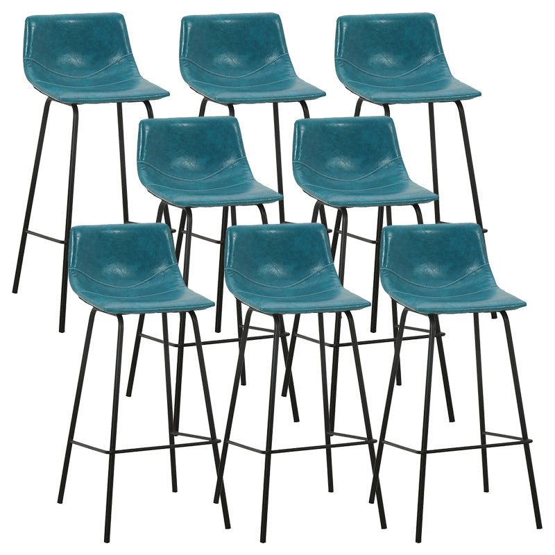 Indoor Modern Leather Bar Stool Bucket Footrest Low Back Counter & Bar Stool