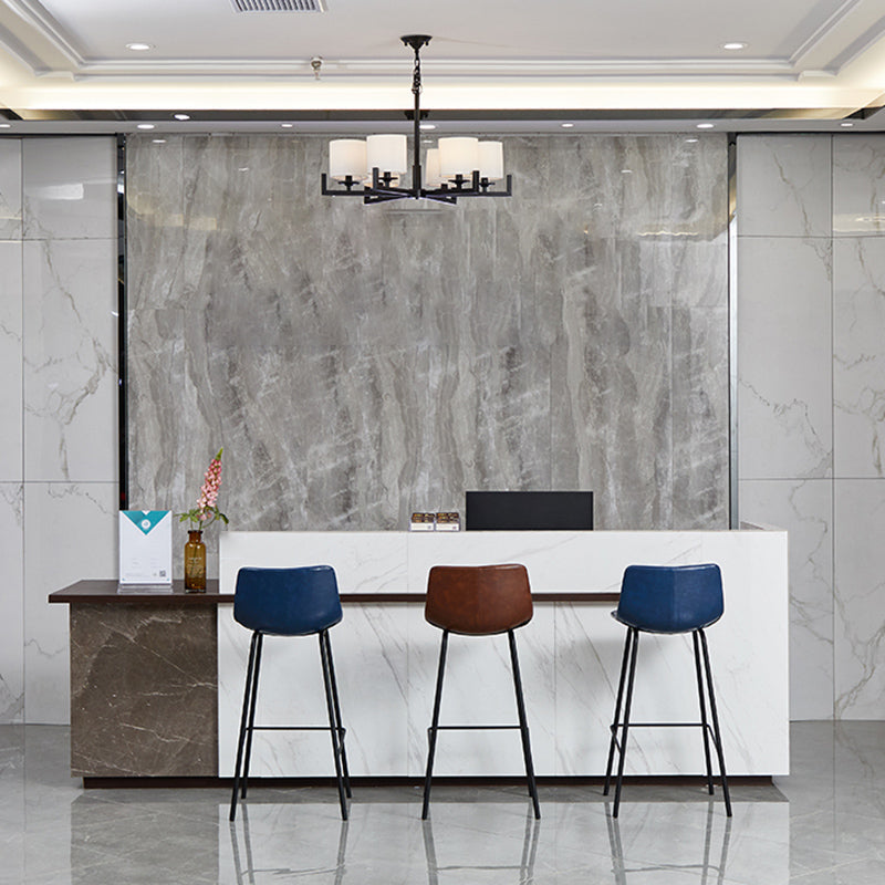 Indoor Modern Leather Bar Stool Bucket Footrest Low Back Counter & Bar Stool