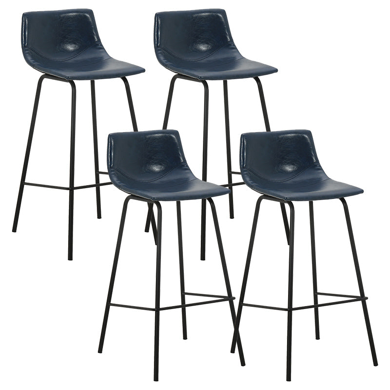 Indoor Modern Leather Bar Stool Bucket Footrest Low Back Counter & Bar Stool