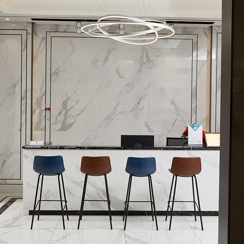 Indoor Modern Leather Bar Stool Bucket Footrest Low Back Counter & Bar Stool