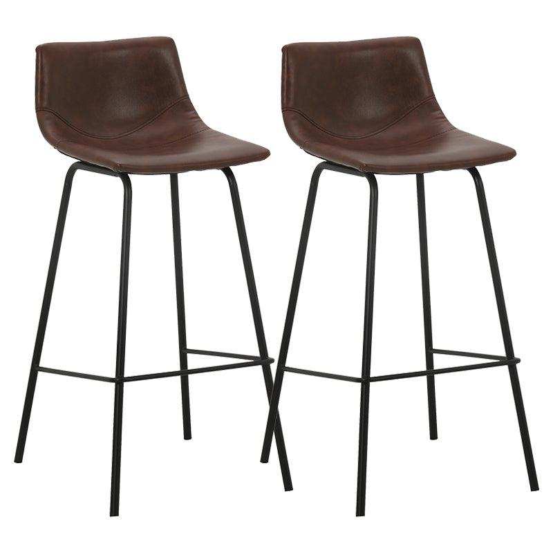 Indoor Modern Leather Bar Stool Bucket Footrest Low Back Counter & Bar Stool