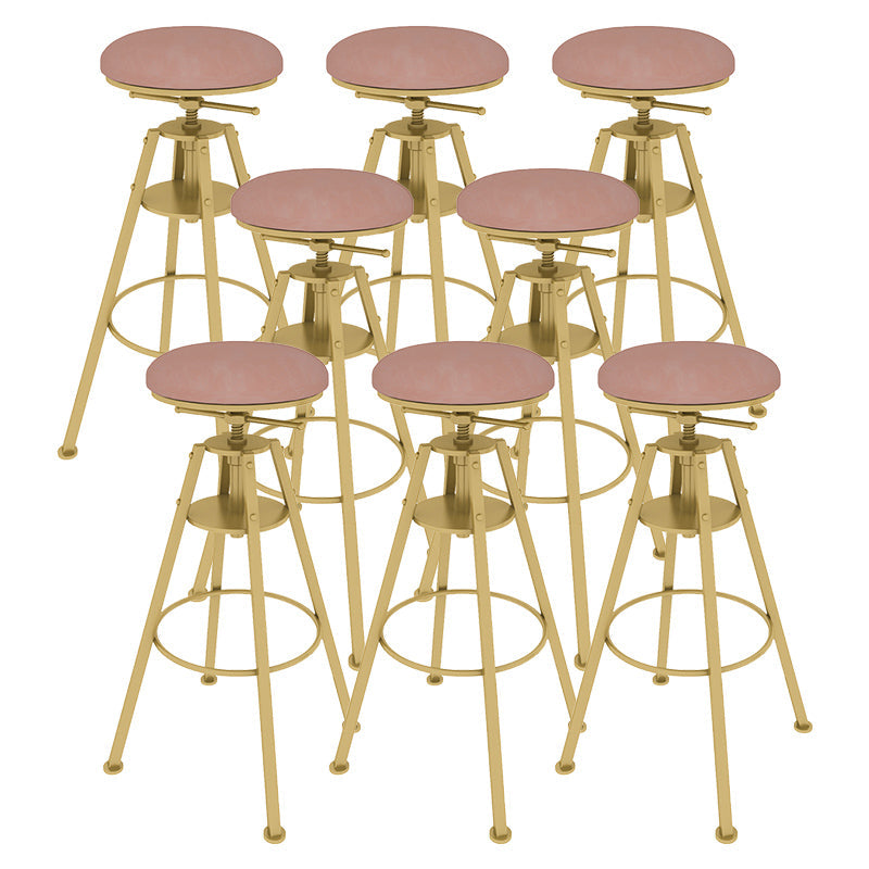 Metal Adjustable Height Bar Stool Velvet Upholstered Bar Stool for Restaurant