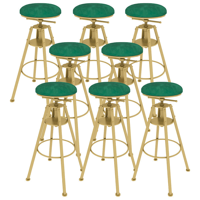 Metal Adjustable Height Bar Stool Velvet Upholstered Bar Stool for Restaurant