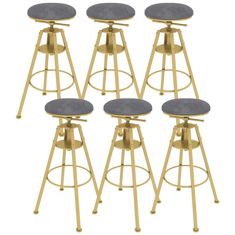 Metal Adjustable Height Bar Stool Velvet Upholstered Bar Stool for Restaurant