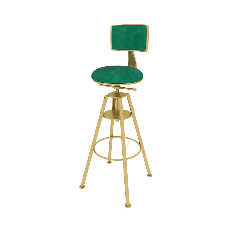 Metal Adjustable Height Bar Stool Velvet Upholstered Bar Stool for Restaurant