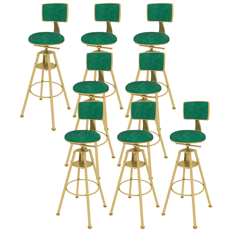 Metal Adjustable Height Bar Stool Velvet Upholstered Bar Stool for Restaurant