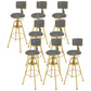 Metal Adjustable Height Bar Stool Velvet Upholstered Bar Stool for Restaurant