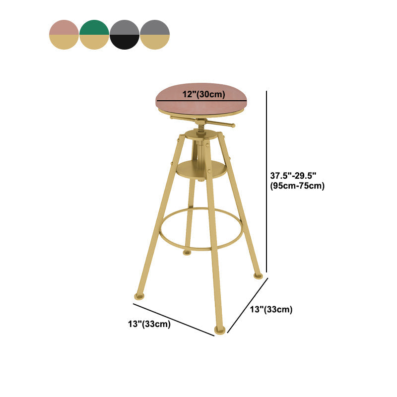 Metal Adjustable Height Bar Stool Velvet Upholstered Bar Stool for Restaurant