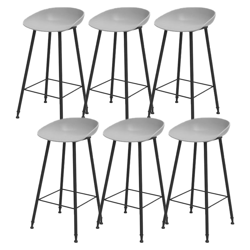 Modern Backrest Counter Stool Iron Cafe Bar Stool with Pedal and Acrylic Seat Gray 6 Piece Set Clearhalo 'Bar Furniture' 'Bar Stools' 'bar_stools' 'furn' 'furn_bar_stools' 'Furniture' 'Kitchen & Dining Furniture' 6095939