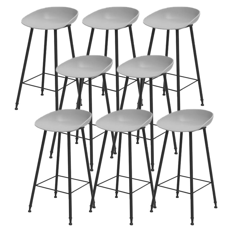 Modern Backrest Counter Stool Iron Cafe Bar Stool with Pedal and Acrylic Seat Gray 8 Piece Set Clearhalo 'Bar Furniture' 'Bar Stools' 'bar_stools' 'furn' 'furn_bar_stools' 'Furniture' 'Kitchen & Dining Furniture' 6095941