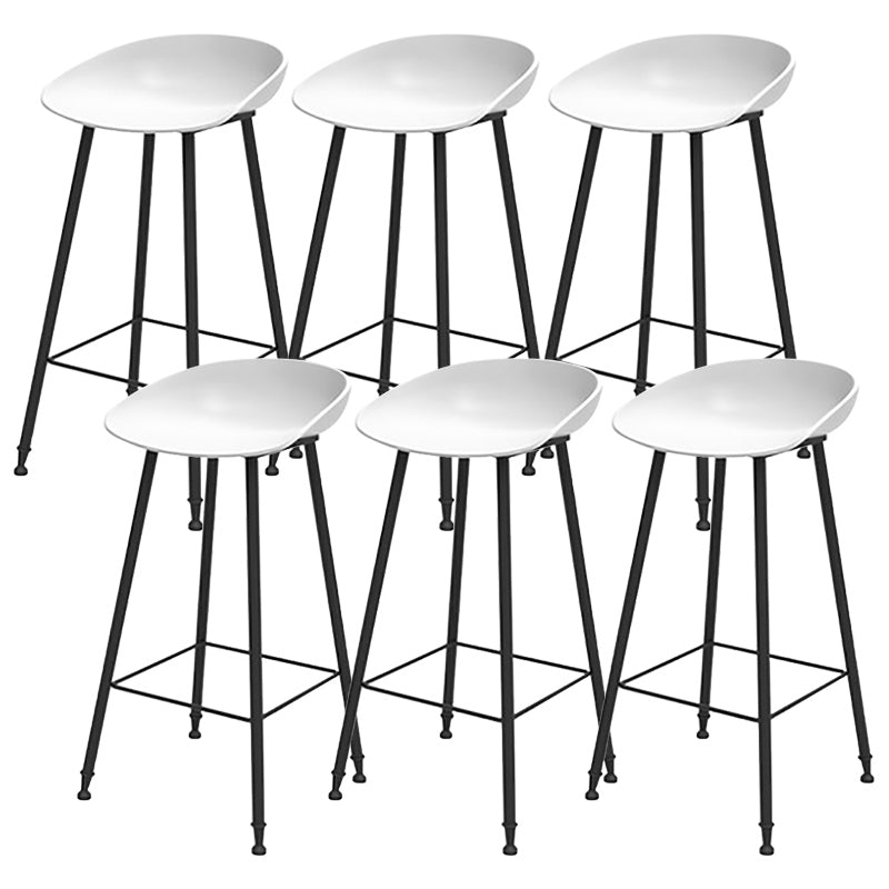 Modern Backrest Counter Stool Iron Cafe Bar Stool with Pedal and Acrylic Seat White 6 Piece Set Clearhalo 'Bar Furniture' 'Bar Stools' 'bar_stools' 'furn' 'furn_bar_stools' 'Furniture' 'Kitchen & Dining Furniture' 6095947