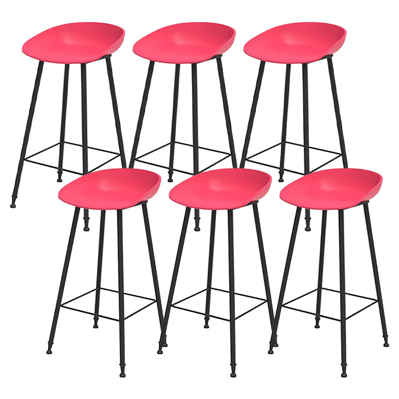 Modern Backrest Counter Stool Iron Cafe Bar Stool with Pedal and Acrylic Seat Red 6 Piece Set Clearhalo 'Bar Furniture' 'Bar Stools' 'bar_stools' 'furn' 'furn_bar_stools' 'Furniture' 'Kitchen & Dining Furniture' 6095952