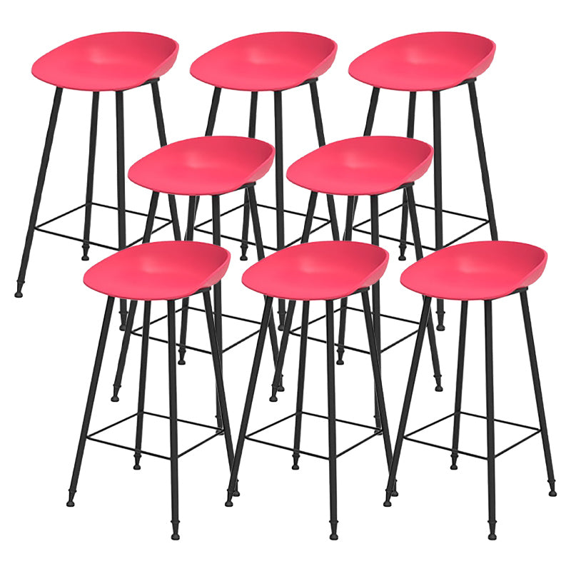 Modern Backrest Counter Stool Iron Cafe Bar Stool with Pedal and Acrylic Seat Red 8 Piece Set Clearhalo 'Bar Furniture' 'Bar Stools' 'bar_stools' 'furn' 'furn_bar_stools' 'Furniture' 'Kitchen & Dining Furniture' 6095953