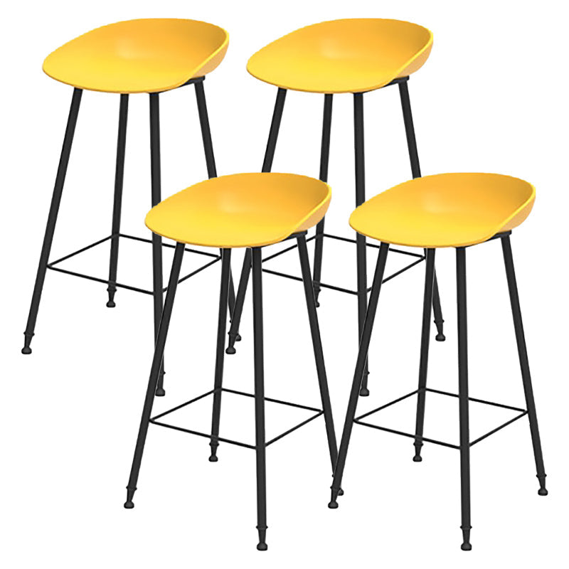 Modern Backrest Counter Stool Iron Cafe Bar Stool with Pedal and Acrylic Seat Yellow 4 Piece Set Clearhalo 'Bar Furniture' 'Bar Stools' 'bar_stools' 'furn' 'furn_bar_stools' 'Furniture' 'Kitchen & Dining Furniture' 6095956