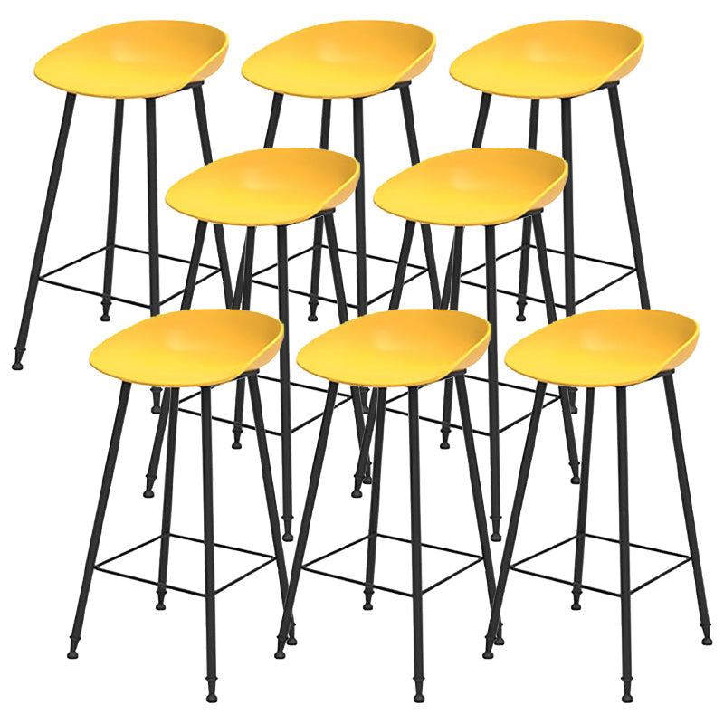 Modern Backrest Counter Stool Iron Cafe Bar Stool with Pedal and Acrylic Seat Yellow 8 Piece Set Clearhalo 'Bar Furniture' 'Bar Stools' 'bar_stools' 'furn' 'furn_bar_stools' 'Furniture' 'Kitchen & Dining Furniture' 6095958