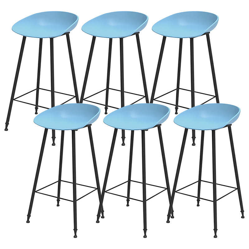 Modern Backrest Counter Stool Iron Cafe Bar Stool with Pedal and Acrylic Seat Blue 6 Piece Set Clearhalo 'Bar Furniture' 'Bar Stools' 'bar_stools' 'furn' 'furn_bar_stools' 'Furniture' 'Kitchen & Dining Furniture' 6095962