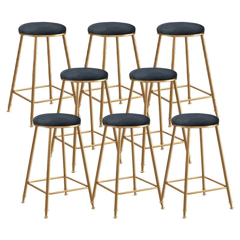 Contemporary Bar Stool Round Seat Barstool with Footrest and Metal Base Black 8 Piece Set Counter Stool(26"H) Clearhalo 'Bar Furniture' 'Bar Stools' 'bar_stools' 'furn' 'furn_bar_stools' 'Furniture' 'Kitchen & Dining Furniture' 6095969