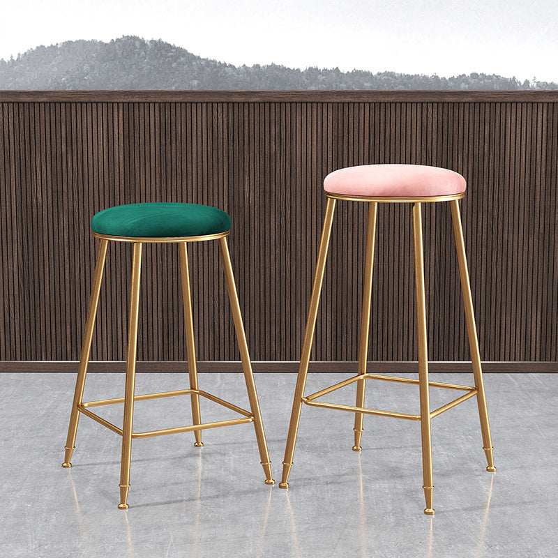 Contemporary Bar Stool Round Seat Barstool with Footrest and Metal Base Clearhalo 'Bar Furniture' 'Bar Stools' 'bar_stools' 'furn' 'furn_bar_stools' 'Furniture' 'Kitchen & Dining Furniture' 6095971