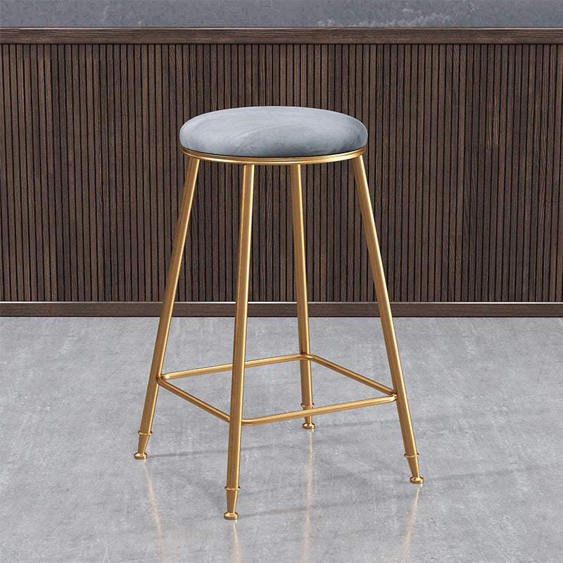 Contemporary Bar Stool Round Seat Barstool with Footrest and Metal Base Clearhalo 'Bar Furniture' 'Bar Stools' 'bar_stools' 'furn' 'furn_bar_stools' 'Furniture' 'Kitchen & Dining Furniture' 6095972