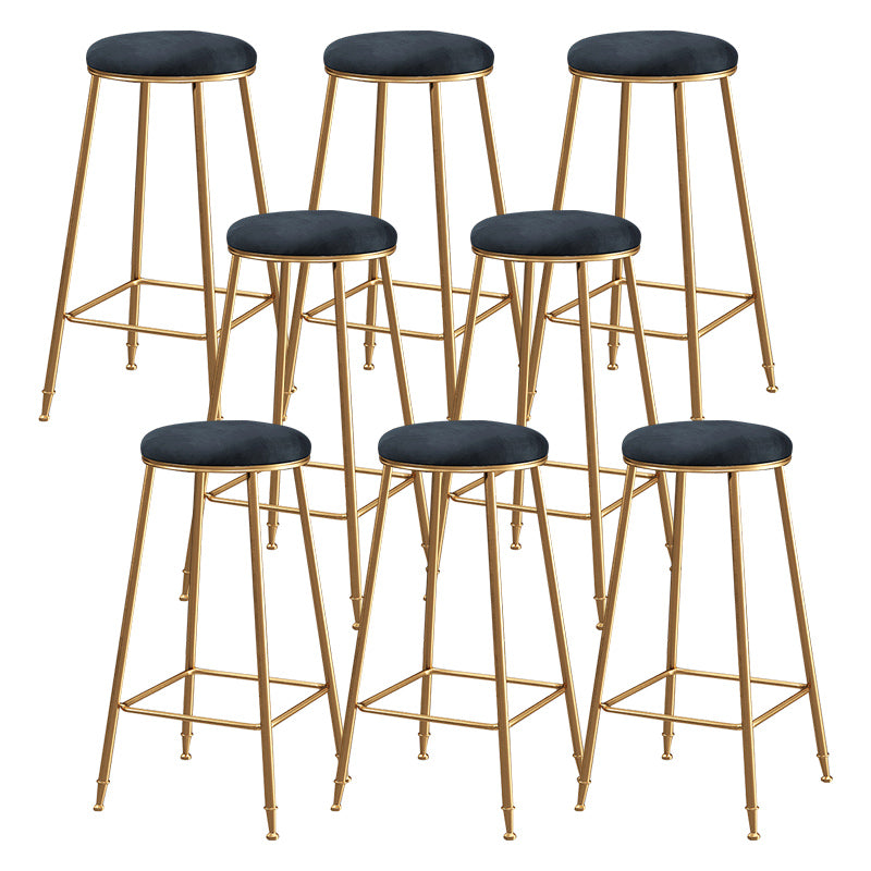 Contemporary Bar Stool Round Seat Barstool with Footrest and Metal Base Black 8 Piece Set Bar Stool(30"H) Clearhalo 'Bar Furniture' 'Bar Stools' 'bar_stools' 'furn' 'furn_bar_stools' 'Furniture' 'Kitchen & Dining Furniture' 6095975