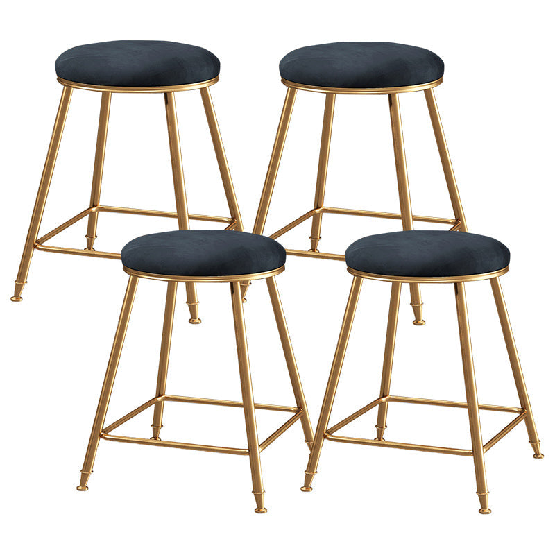 Contemporary Bar Stool Round Seat Barstool with Footrest and Metal Base Black 4 Piece Set Short Stool(18"H) Clearhalo 'Bar Furniture' 'Bar Stools' 'bar_stools' 'furn' 'furn_bar_stools' 'Furniture' 'Kitchen & Dining Furniture' 6095978