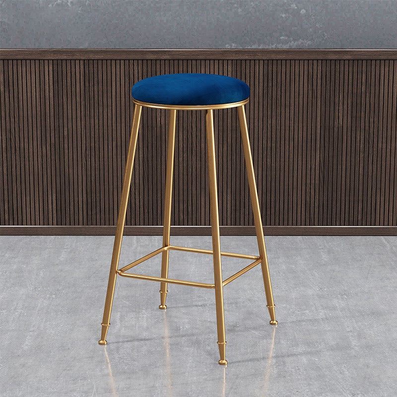 Contemporary Bar Stool Round Seat Barstool with Footrest and Metal Base Clearhalo 'Bar Furniture' 'Bar Stools' 'bar_stools' 'furn' 'furn_bar_stools' 'Furniture' 'Kitchen & Dining Furniture' 6095979