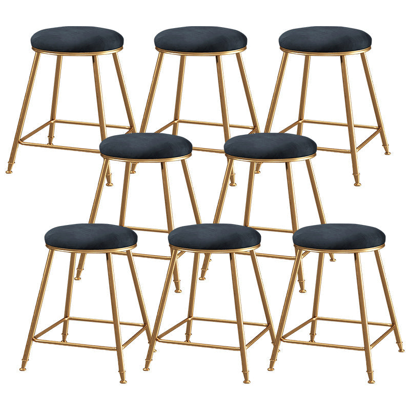 Contemporary Bar Stool Round Seat Barstool with Footrest and Metal Base Black 8 Piece Set Short Stool(18"H) Clearhalo 'Bar Furniture' 'Bar Stools' 'bar_stools' 'furn' 'furn_bar_stools' 'Furniture' 'Kitchen & Dining Furniture' 6095980