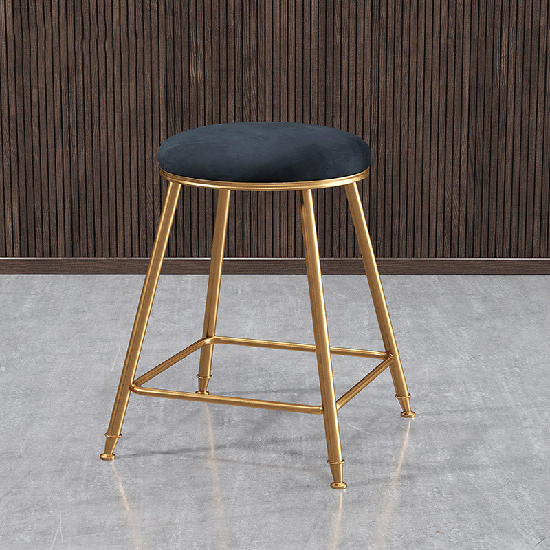 Contemporary Bar Stool Round Seat Barstool with Footrest and Metal Base Clearhalo 'Bar Furniture' 'Bar Stools' 'bar_stools' 'furn' 'furn_bar_stools' 'Furniture' 'Kitchen & Dining Furniture' 6095981