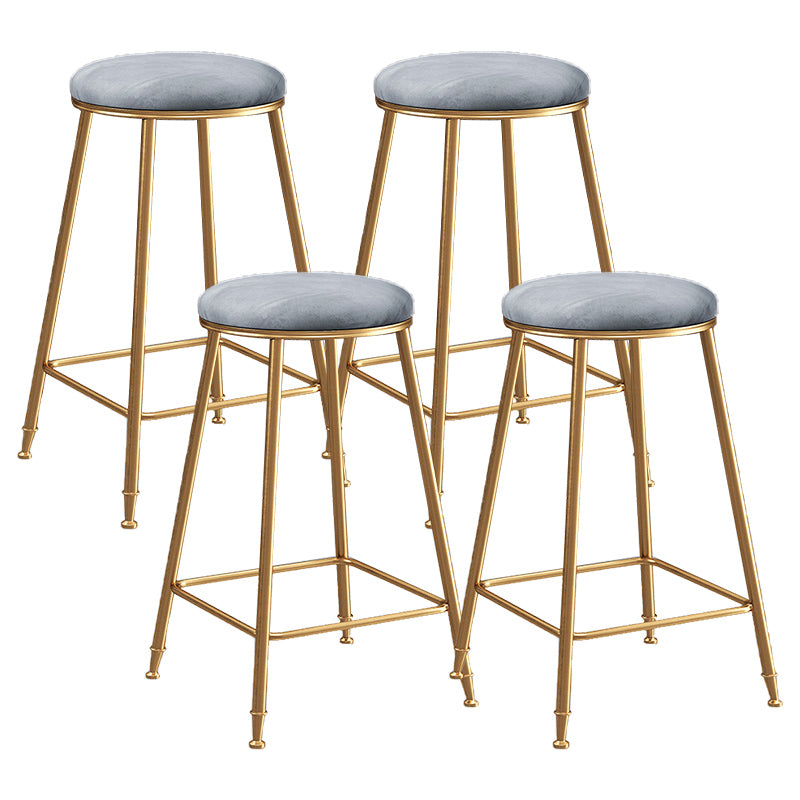Contemporary Bar Stool Round Seat Barstool with Footrest and Metal Base Grey 4 Piece Set Counter Stool(26"H) Clearhalo 'Bar Furniture' 'Bar Stools' 'bar_stools' 'furn' 'furn_bar_stools' 'Furniture' 'Kitchen & Dining Furniture' 6095982