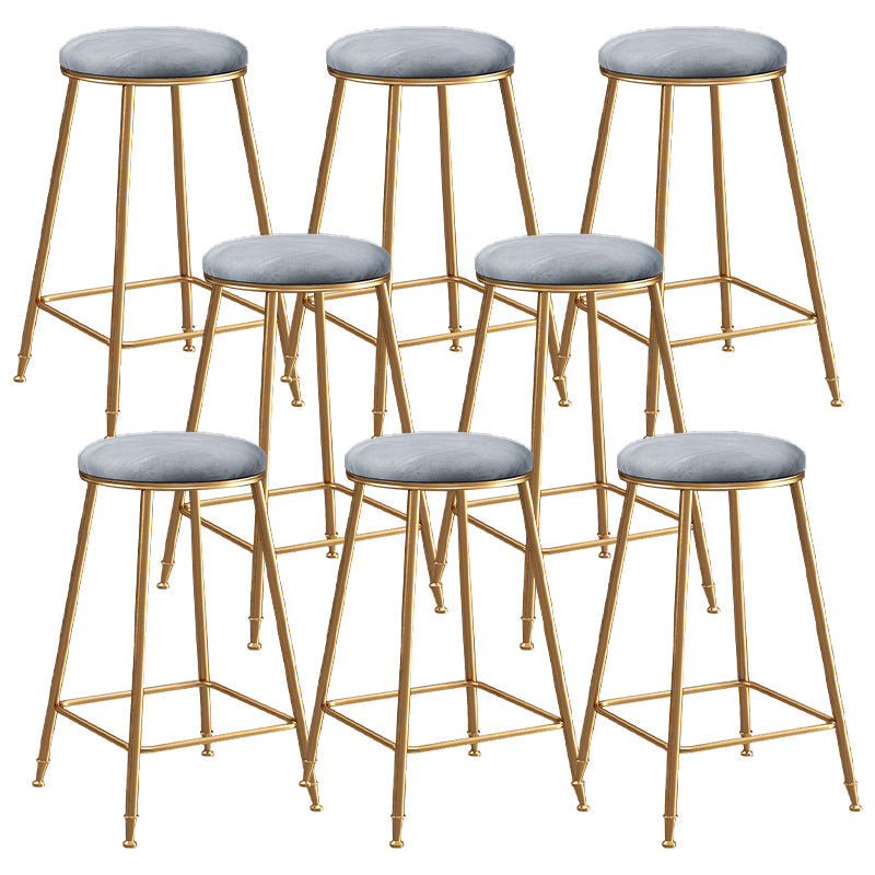Contemporary Bar Stool Round Seat Barstool with Footrest and Metal Base Grey 8 Piece Set Counter Stool(26"H) Clearhalo 'Bar Furniture' 'Bar Stools' 'bar_stools' 'furn' 'furn_bar_stools' 'Furniture' 'Kitchen & Dining Furniture' 6095985