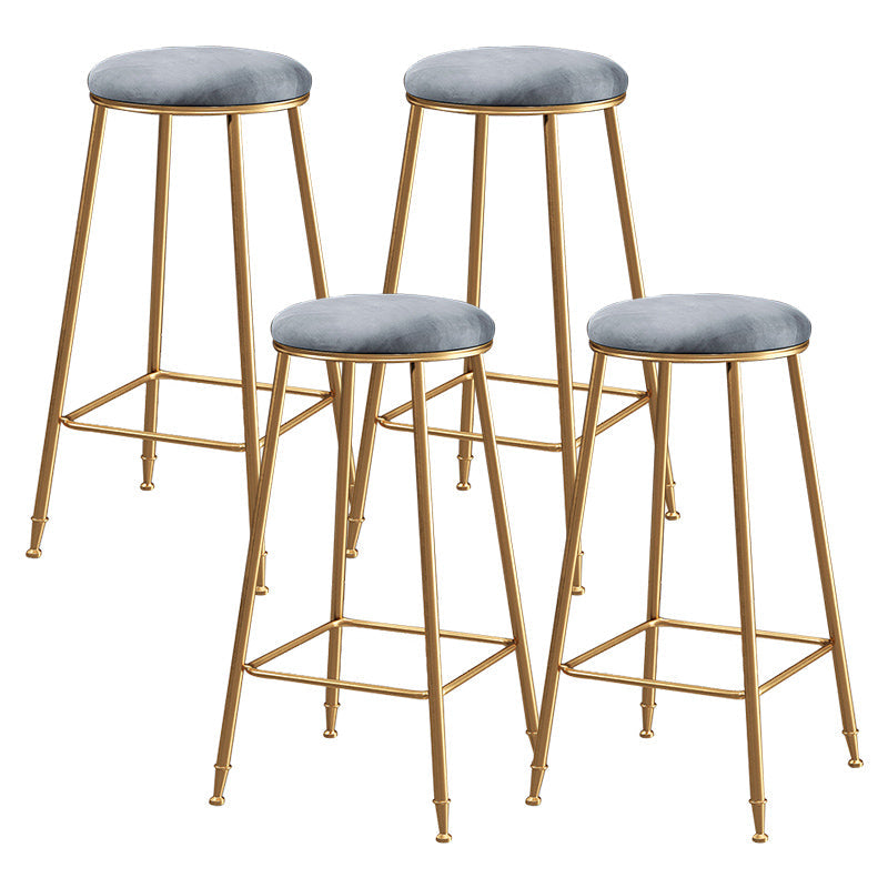 Contemporary Bar Stool Round Seat Barstool with Footrest and Metal Base Grey 4 Piece Set Bar Stool(30"H) Clearhalo 'Bar Furniture' 'Bar Stools' 'bar_stools' 'furn' 'furn_bar_stools' 'Furniture' 'Kitchen & Dining Furniture' 6095988