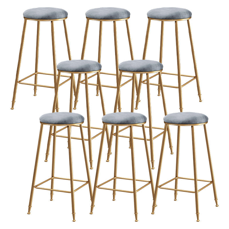 Contemporary Bar Stool Round Seat Barstool with Footrest and Metal Base Grey 8 Piece Set Bar Stool(30"H) Clearhalo 'Bar Furniture' 'Bar Stools' 'bar_stools' 'furn' 'furn_bar_stools' 'Furniture' 'Kitchen & Dining Furniture' 6095990