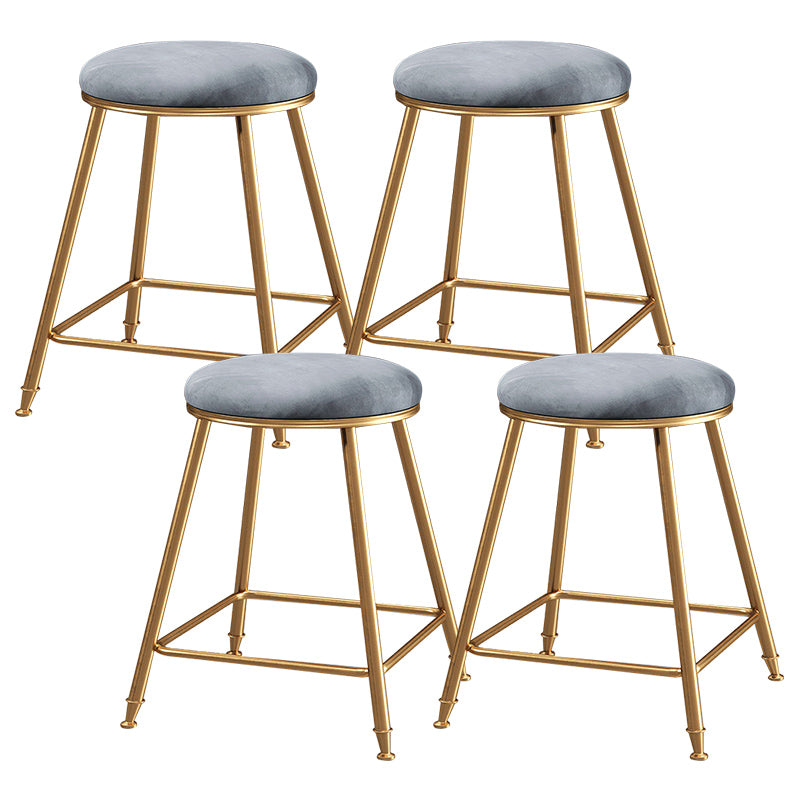 Contemporary Bar Stool Round Seat Barstool with Footrest and Metal Base Grey 4 Piece Set Short Stool(18"H) Clearhalo 'Bar Furniture' 'Bar Stools' 'bar_stools' 'furn' 'furn_bar_stools' 'Furniture' 'Kitchen & Dining Furniture' 6095991