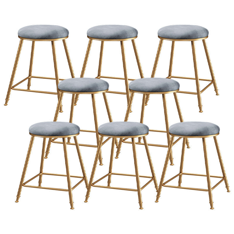 Contemporary Bar Stool Round Seat Barstool with Footrest and Metal Base Grey 8 Piece Set Short Stool(18"H) Clearhalo 'Bar Furniture' 'Bar Stools' 'bar_stools' 'furn' 'furn_bar_stools' 'Furniture' 'Kitchen & Dining Furniture' 6095992