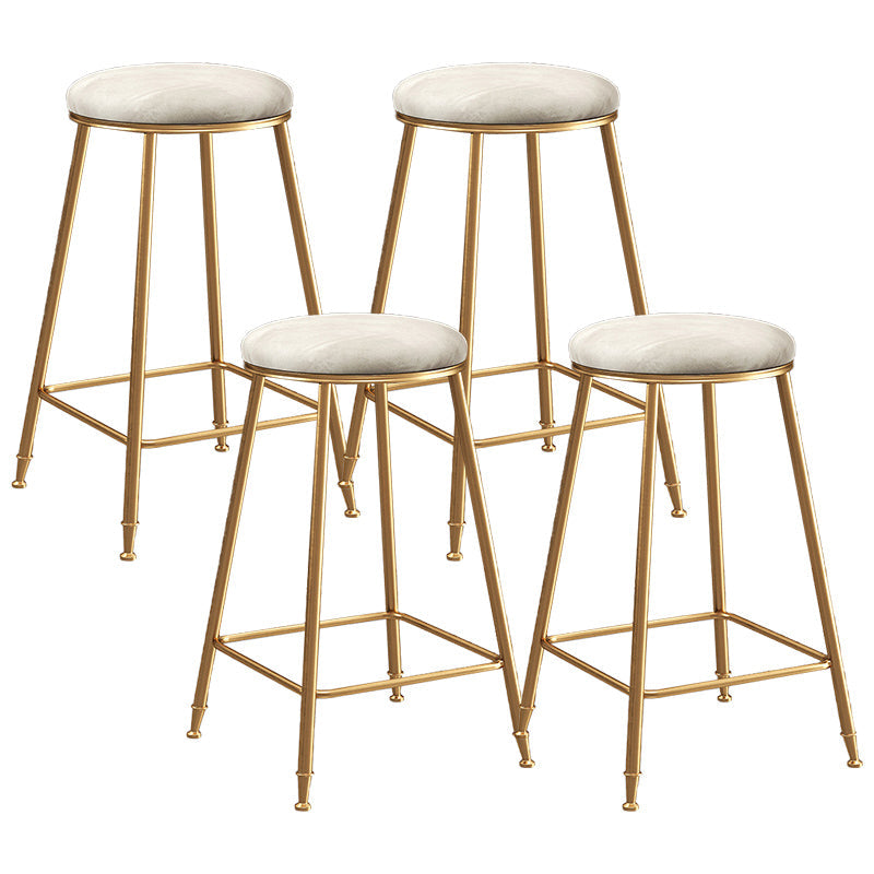 Contemporary Bar Stool Round Seat Barstool with Footrest and Metal Base White 4 Piece Set Counter Stool(26"H) Clearhalo 'Bar Furniture' 'Bar Stools' 'bar_stools' 'furn' 'furn_bar_stools' 'Furniture' 'Kitchen & Dining Furniture' 6095993