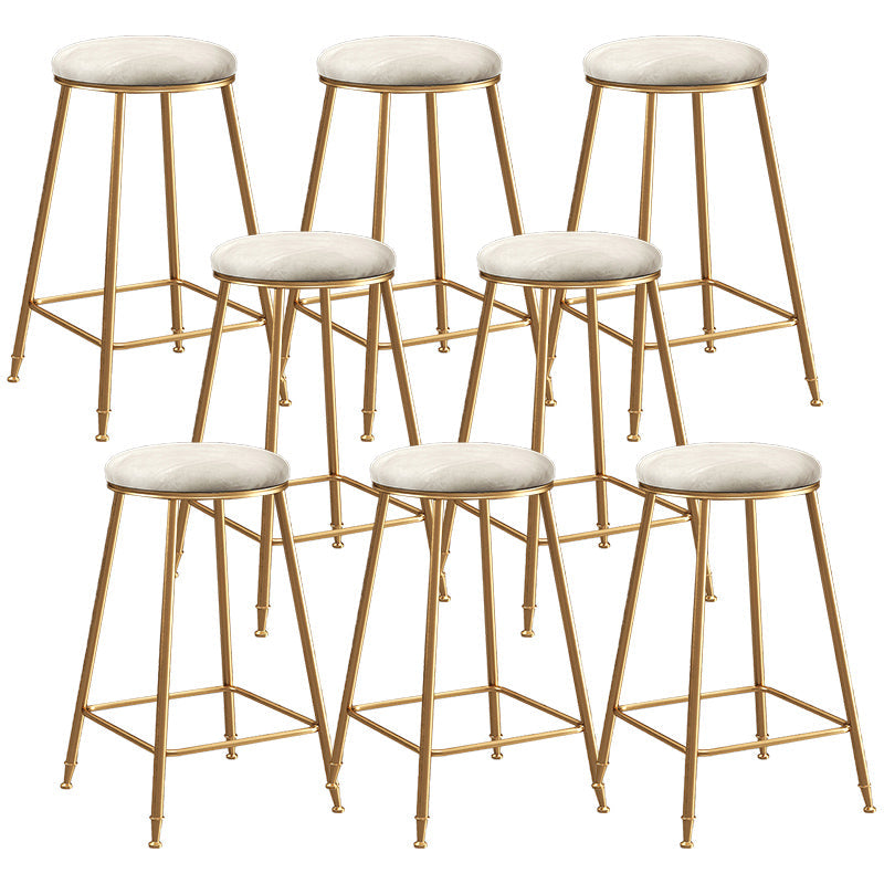 Contemporary Bar Stool Round Seat Barstool with Footrest and Metal Base White 8 Piece Set Counter Stool(26"H) Clearhalo 'Bar Furniture' 'Bar Stools' 'bar_stools' 'furn' 'furn_bar_stools' 'Furniture' 'Kitchen & Dining Furniture' 6095994